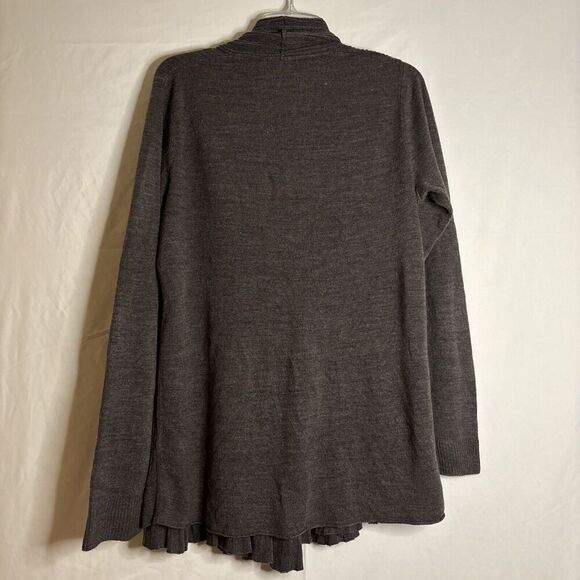 Debbie Morgan Long Sleeve Ribbed Front Flared Open Cardigan Sweater Brown Large - Picture 8 of 16